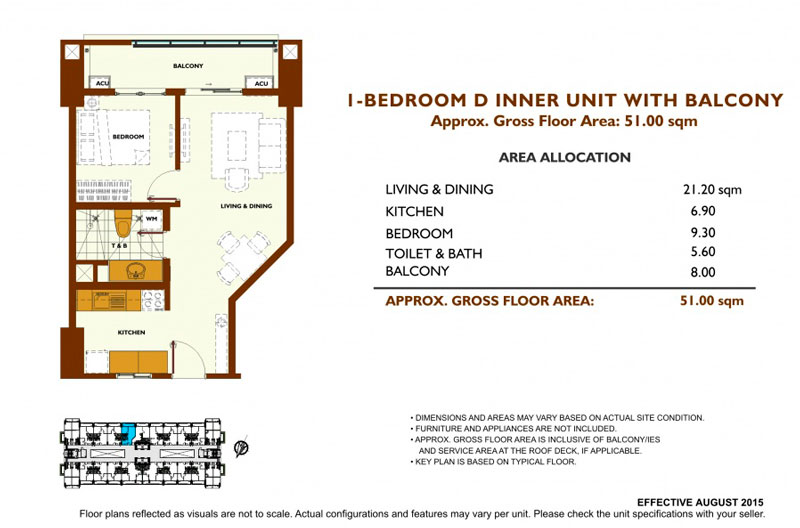 Fairway Terraces 1 Bedroom D Layout