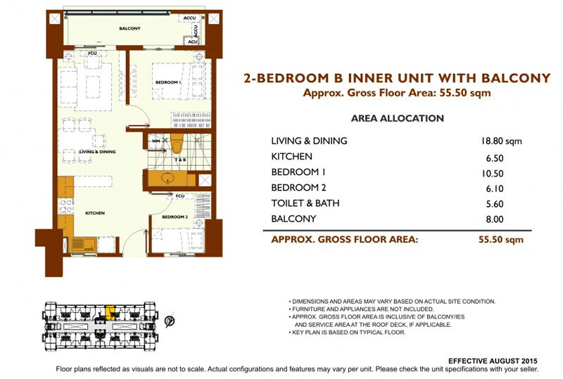 Fairway Terraces 2 Bedroom B Layout