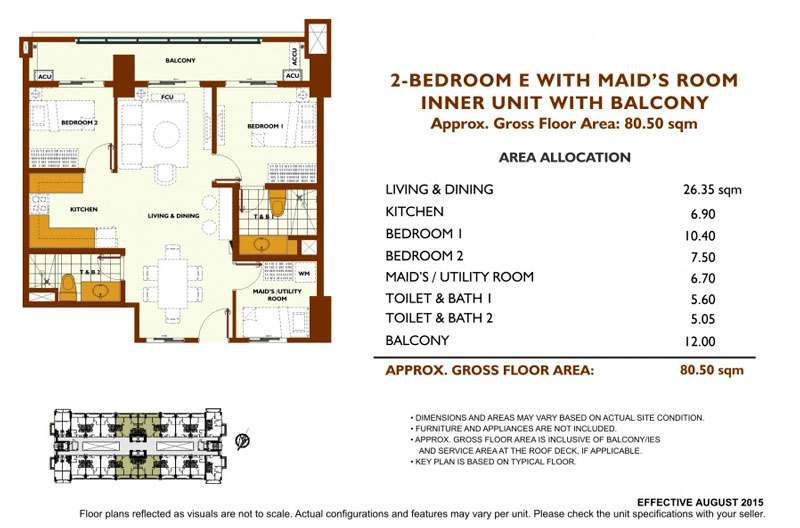 Fairway Terraces 2 Bedroom E Layout