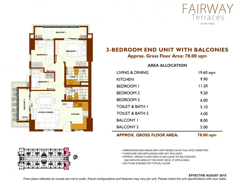 Fairway Terraces 3 Bedroom Layout