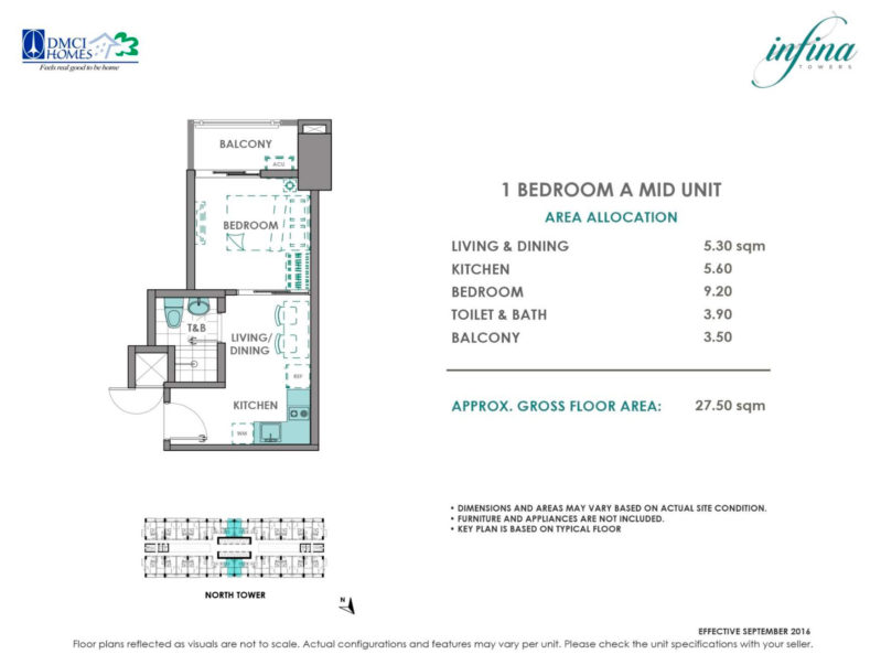 Infina Towers 1 Bedroom A (2.41M - 2.81M)