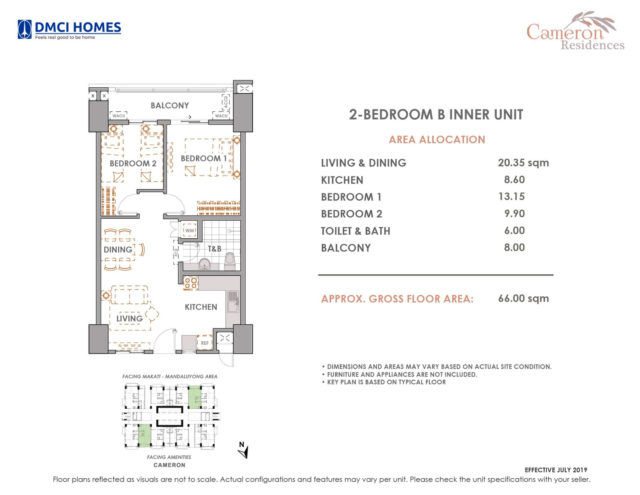 2 BR Cameron Residences DMCI Price list, Layout, Computations
