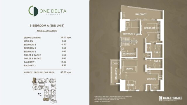 One Delta Terraces DMCI 3 Bedroom